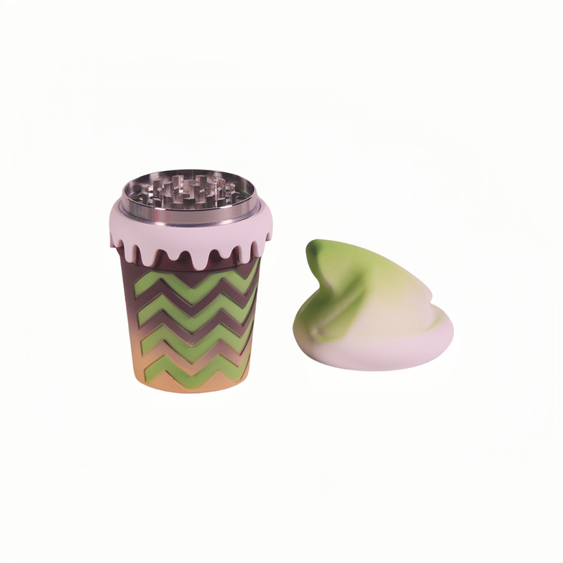 4 Parts Big Chamber Ice Cream Cone Shaped Herb Grinders; Multi Color Ice Cream Shaped Spice Grinder