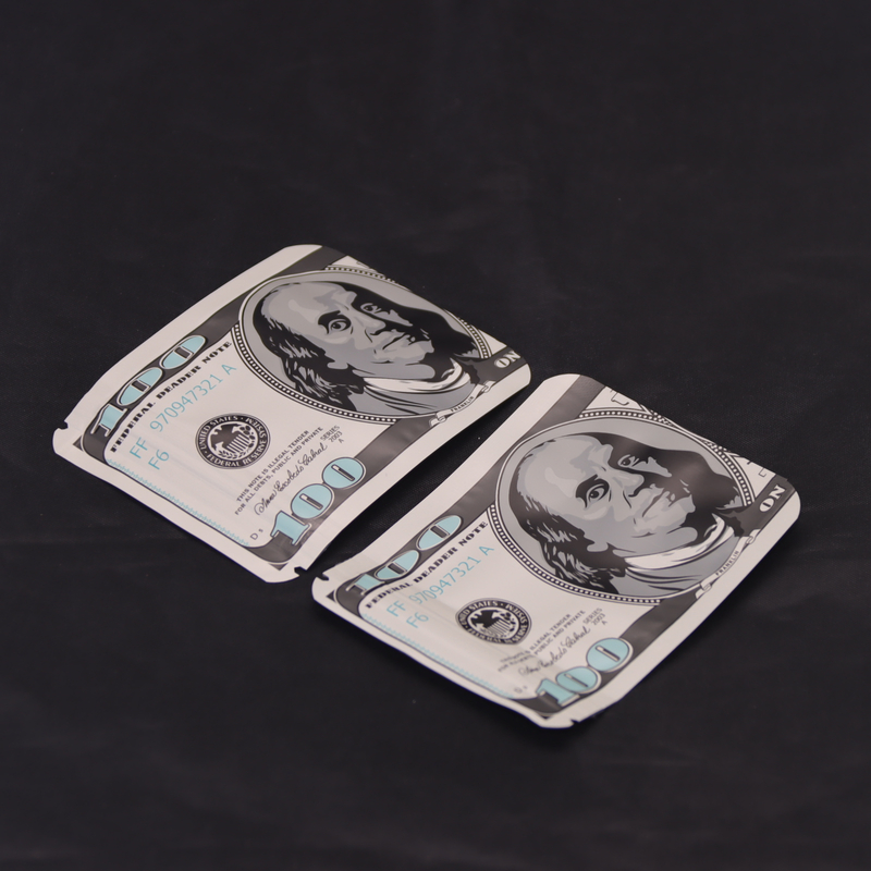 50pack 100pack 3.5g Aluminum Foil Bag for Marijuana Resealable Zip Lock Metallized Film Pouch Waterproof & Odor-proof Aluminum Foil Bag