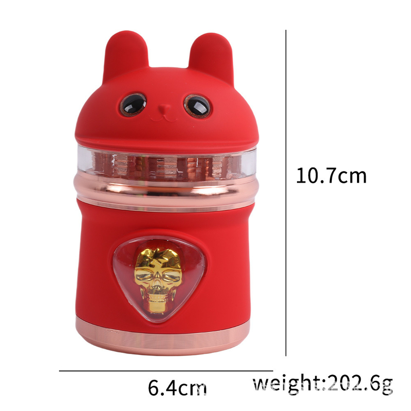4 Parts Multi Colour Rabbit Head Visual Teeth Herb Grinder With Drawer ; Weed Grinder;Spice Grinder