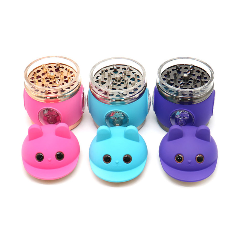 4 Parts Multi Colour Skull Rabbit Head Visual Teeth Herb Grinder With Chamber ; Skull Design Herb Grinder