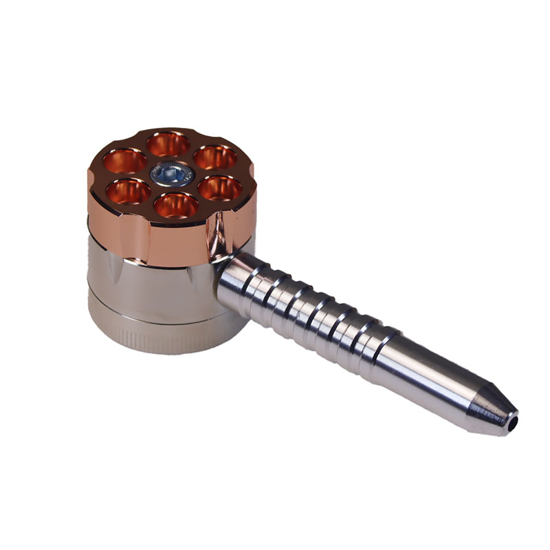 Six Shooter Metal Pipe With Herb Grinder