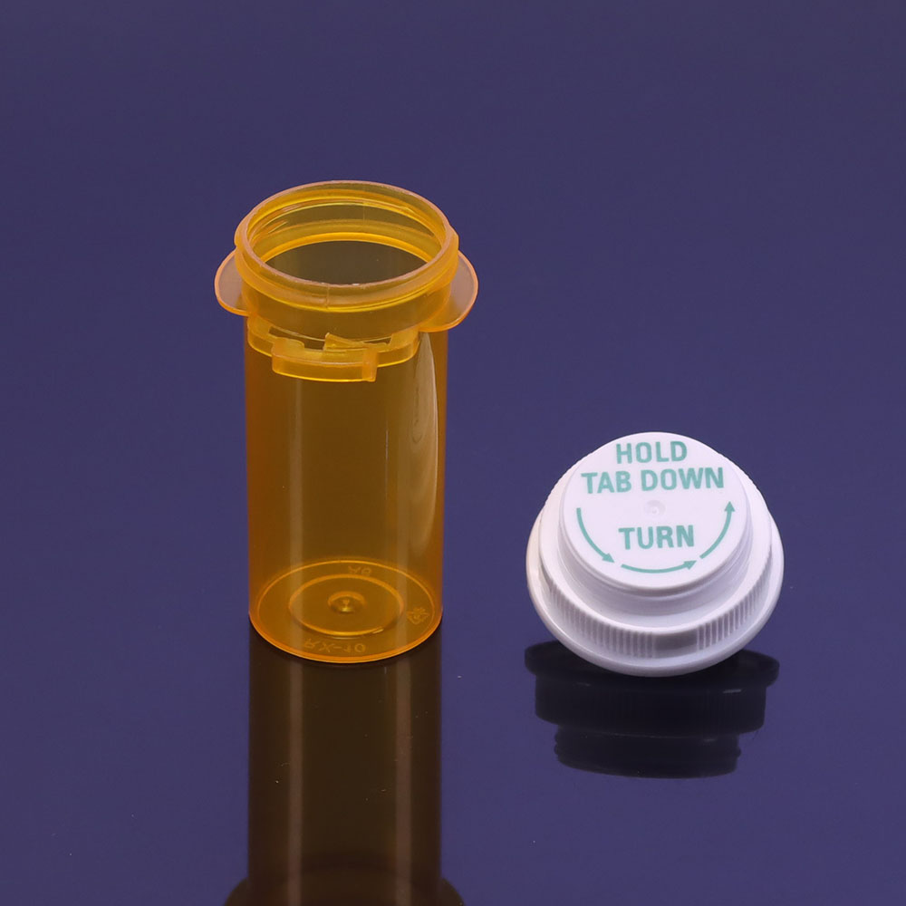 5 Pack Plastic Pharmacy Packing Reversible Cap Vials Thumb Tab Pill Bottle Plastic Empty Pill Bottles with Double Sided Use Child Resistant & Easy Open Caps 