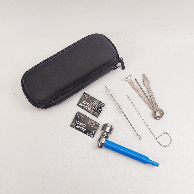 Plastic Tube Metal Tobacco Pipe Smoking Accessories Kit 7 Pieces