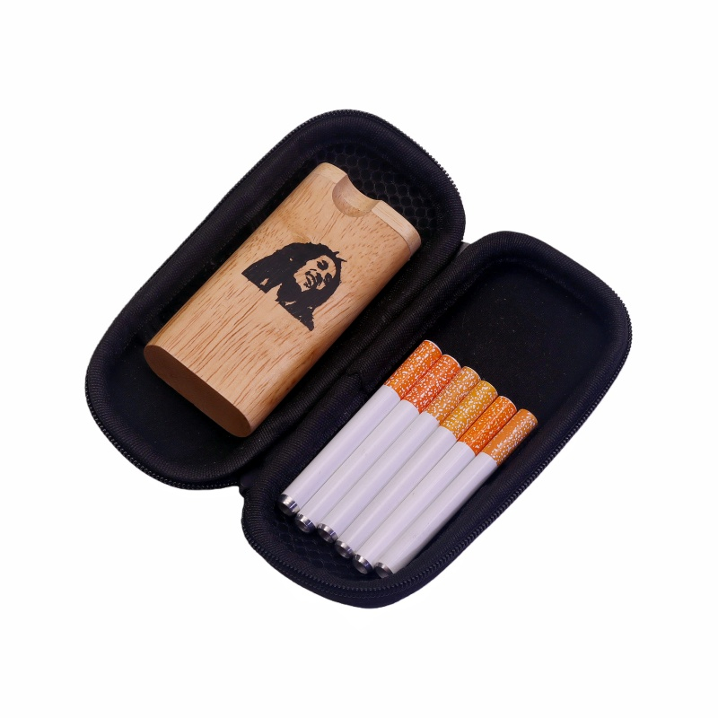Pattern Cannabis Wooden Dugout One Hitter Smoking Pipe Kit Rosewood Weed Dugout One Hitter Box Bat Smoking Pipe Kit