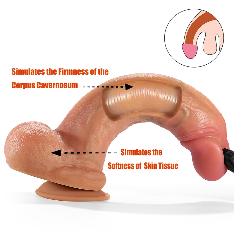 8" Realistic Liquid Silicone Dildo For Beginners Lifelike Huge Silicone Dildo With Strong Suction Cup for Hand-free Play