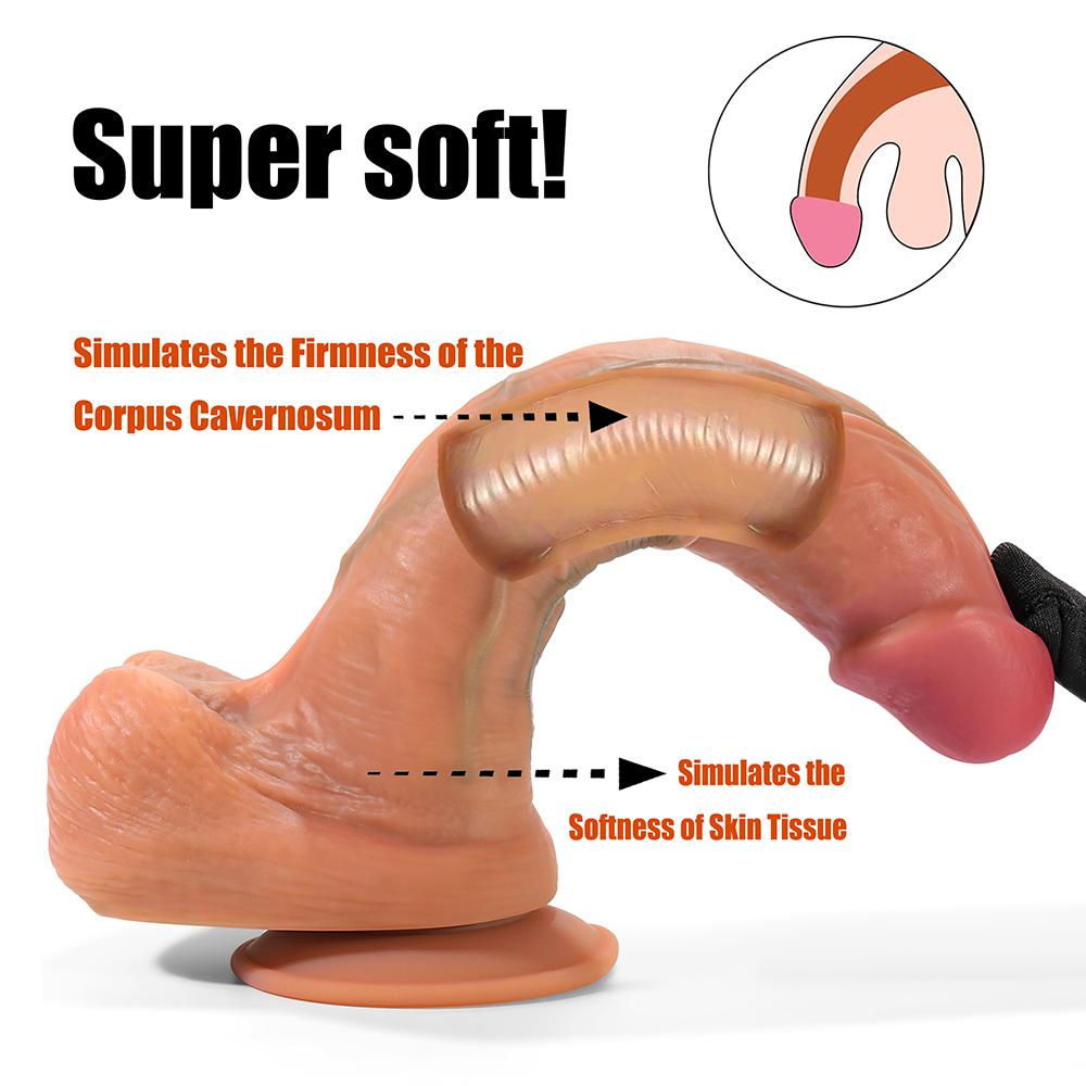 7.87" Huge Liquid Silicone Dildo Sex Dildo Realistic Silicone Dildo Real Skin Dual Density Silicone Dildos With Strong Suction Cup for Women