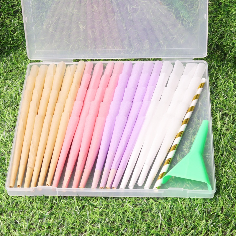110MM Slow Burning Easy to Fill Natural Unbleached Paper Portable Pre-Rolled Cones Kit Pre-Rolled Cones (90 Count) 90-Piece Pre-Rolled Cigarette Cones Conical Rolling Paper Tubes