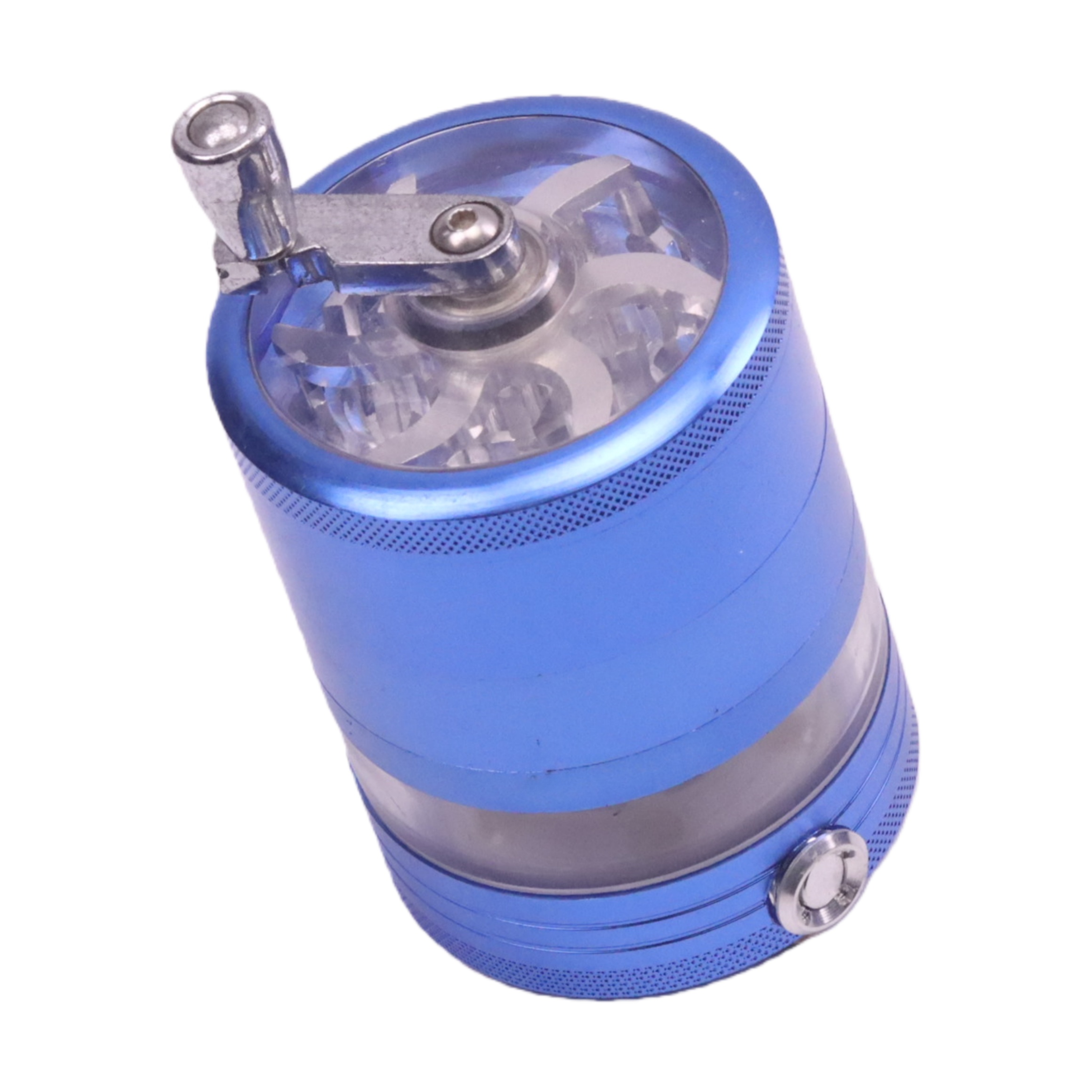 5 Parts 2.2" Clear Top Aluminum Crank Handle Herb Grinder With Multi-Mode Changing Led Tobacco Grinder USD Rechargeable Herb Grinder