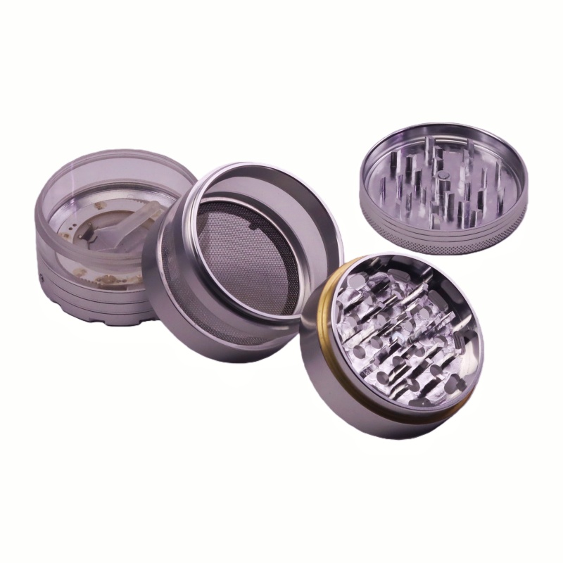 6 Pieces Diamond-Sharp Teeth Aluminum Alloy Portable Easy-Clean Design Durable Heavy Duty Top Herb Grinder Spice Mill with Transparent Storage Chamber for Weed