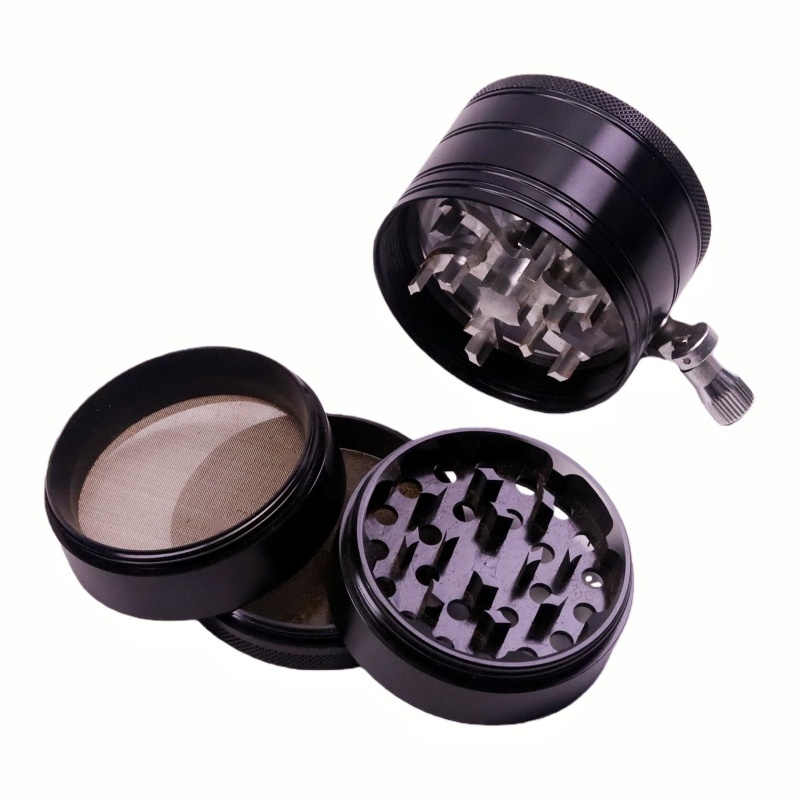 Innovative 5 Parts 2.5" Clear Top Aluminum Side-Swing Handle Herb Grinder Weed Grinder Spice Mill Crusher For Cannabis