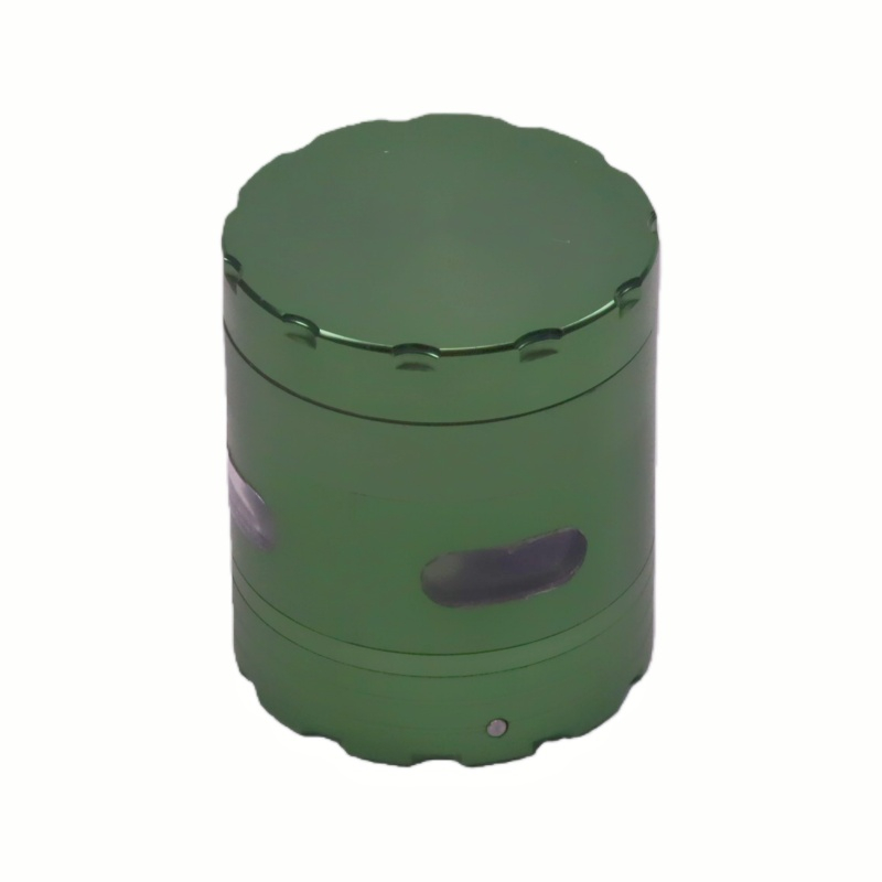 Durable Heavy Duty Solid Top 5 Pieces Diamond-Sharp Teeth See Through Aluminum Alloy Portable Easy-Clean Design Weed Grinder With Flashing LED Light
