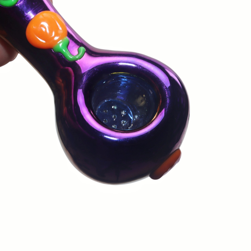5 Inches Halloween-Themed Iridescent Rainbow Durable Borosilicate Glass Spoon Pipes for Smoking Outdoor Travel