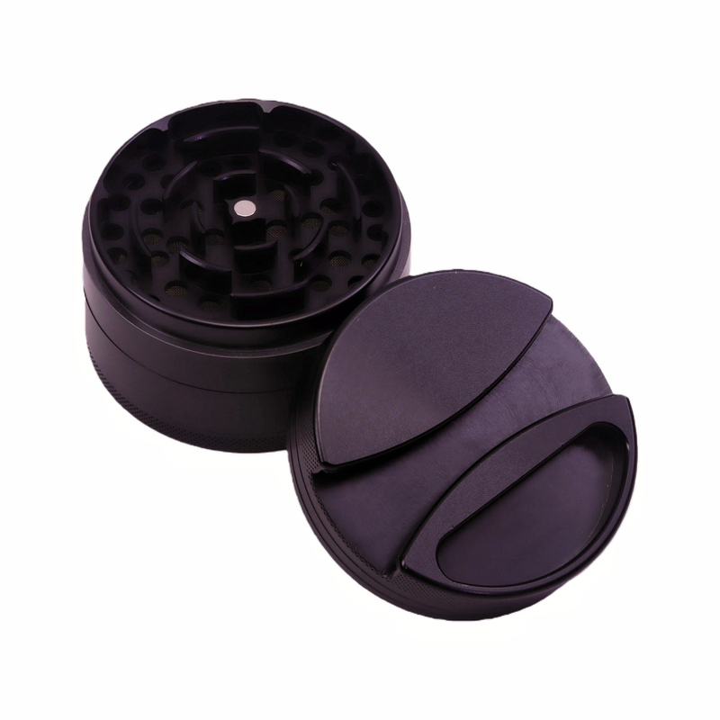 75mm 3 inches 4 parts Durable Hard Top Rolling Paper Holder Black Aluminum Alloy Jumbo Herb Grinder for Marijuana