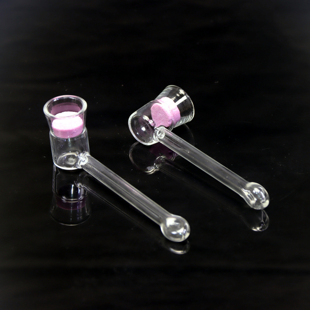 Set of 2 Portable Hand Blown Quartz Mesh Glass Pipe for Wax Quartz Screen Disc Compact Glass Pipe for Smoking