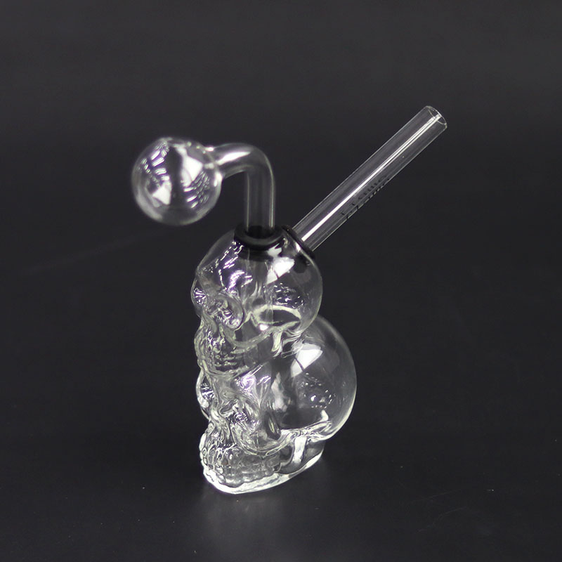 Detachable Skull Shaped Borosilicate Glass Pipe Heat-Resistant Glass Smoking Pipe Oil Absorbing Glass Pipe Handheld Skull Pipe Skull Glass Oil Burner Borosilicate Oil Pipe