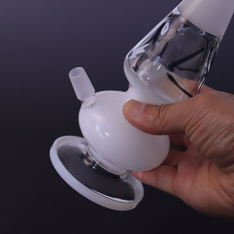 Portable Dual Use Glass Water Pipe for Weed Blue White Jade Free Dab Tool and Silicone Container Two-in-one Glass Bong Silicone Wax Jar Glass Dab Tool for Wax 