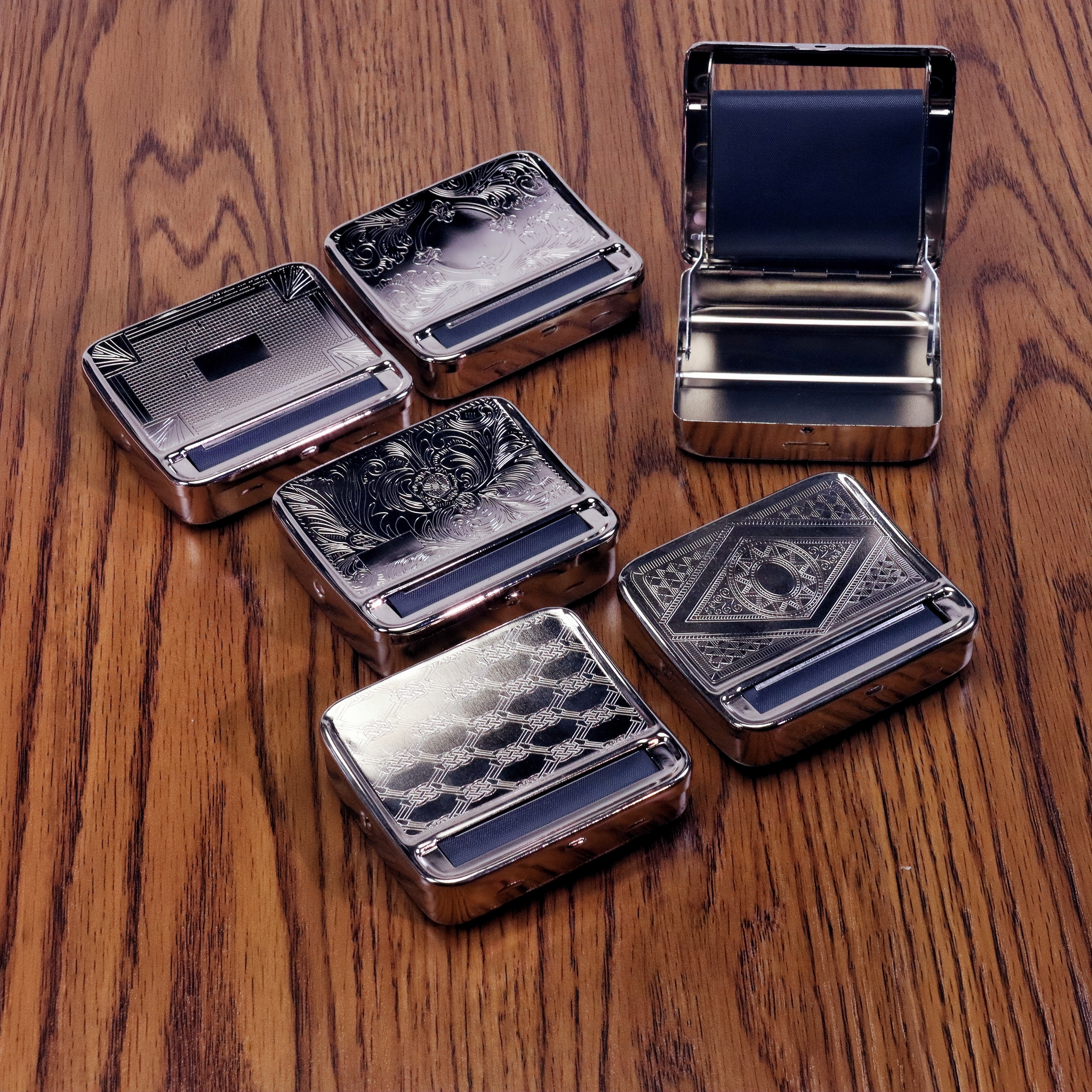 Vintage Metal Cigarette Rolling Machine Premium Alloy Automatic Tobacco Roller with Intricate Engraved Design Durable DIY Cigarette Maker for Smooth Rolls