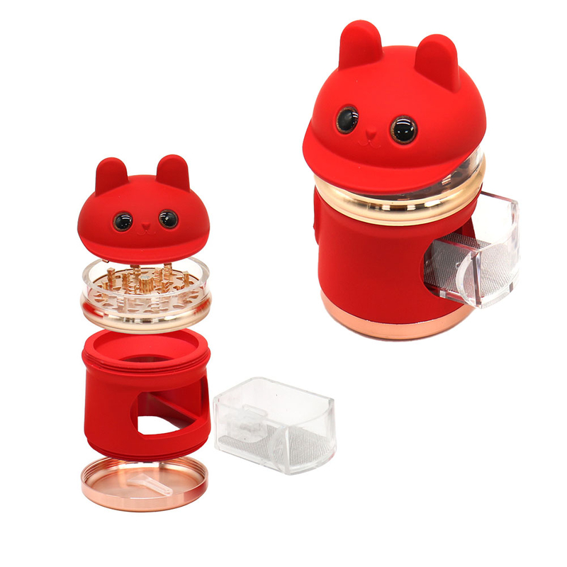4 Parts Multi Colour Rabbit Head Visual Teeth Herb Grinder With Drawer ; Weed Grinder;Spice Grinder