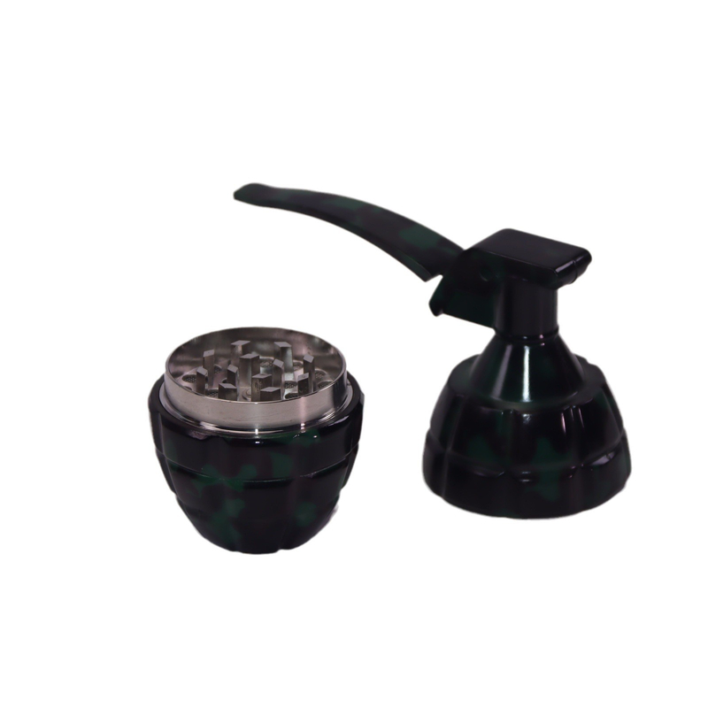Large Size Camouflage Movable Handle Grenade Shaped 3 Layers Metal Zinc Spice Grinder