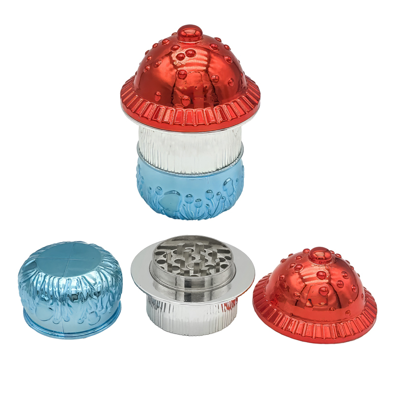 3 Parts Colorful Mushroom Shaped Zinc Alloy Herb Grinders