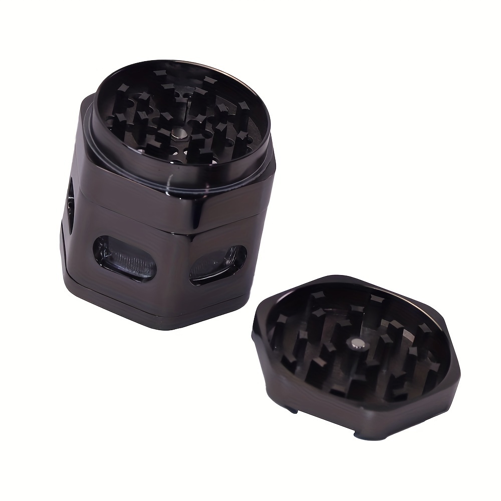 2.2 Inches 4 Parts Removable Screen Gun Metal Heavy Duty Hexagon Zinc Herb Grinder Hexagon Zinc Spice Grinder Concave Top Herb Grinder