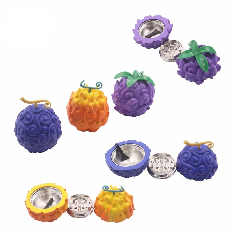 3 Parts Colorful Devil Fruit Shaped Zinc Alloy Weed Grinders