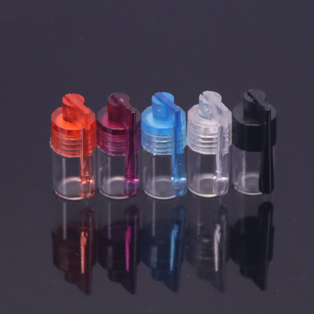 5 Pack Travel Spice Containers with Spoon Mini Bottle Spice Dispenser Glass Vial with Spoon Top Camping Outdoor Glass Set