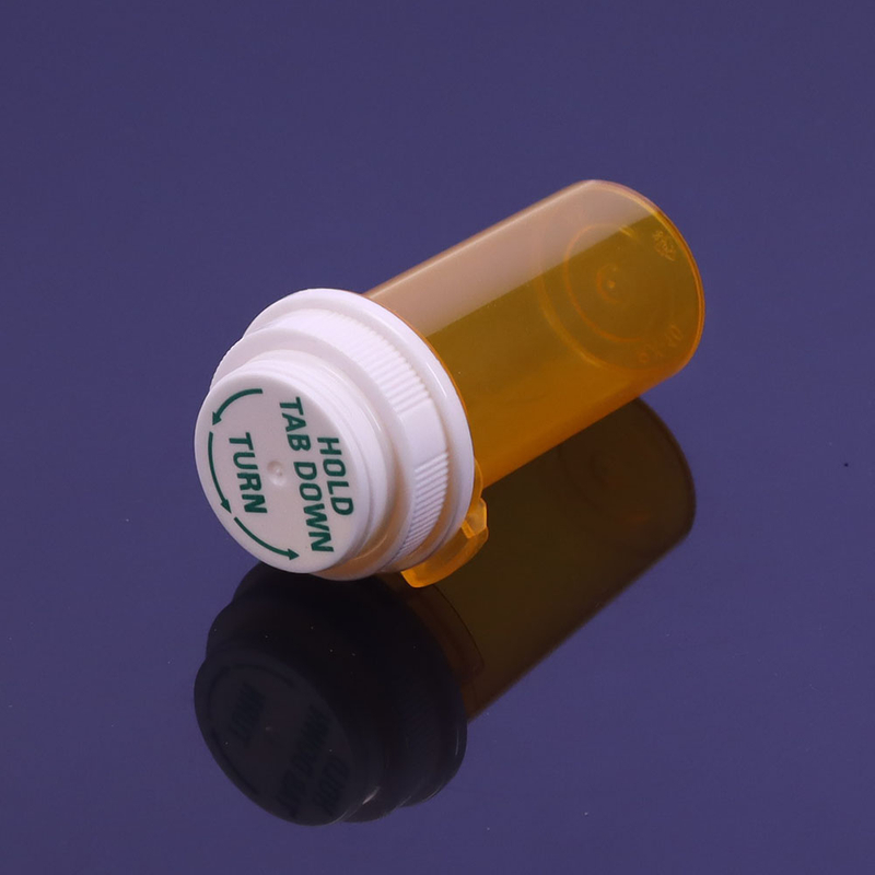 5 Pack Plastic Pharmacy Packing Reversible Cap Vials Thumb Tab Pill Bottle Plastic Empty Pill Bottles with Double Sided Use Child Resistant & Easy Open Caps 