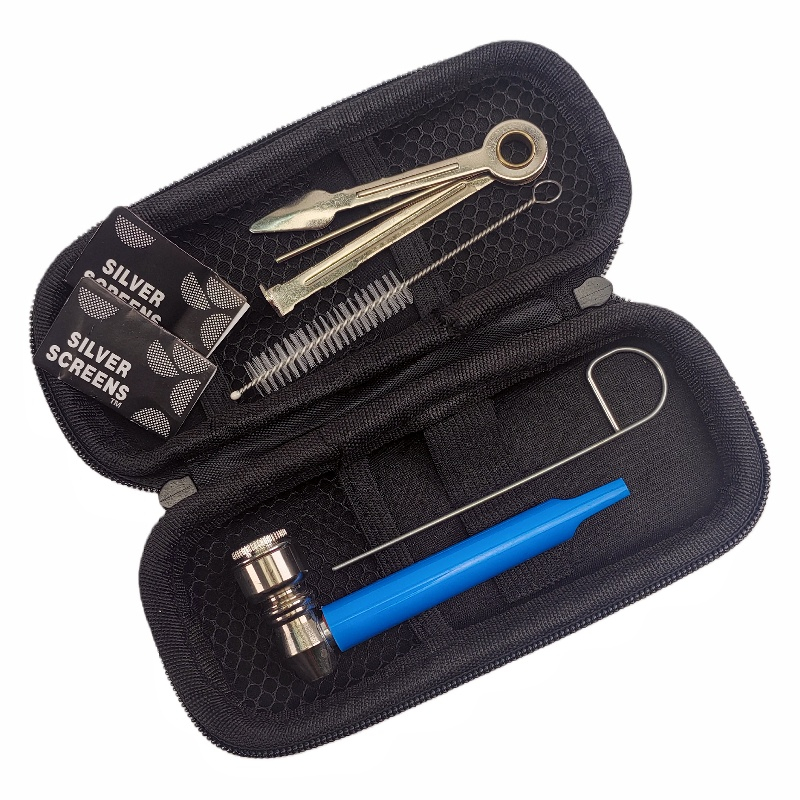 Plastic Tube Metal Tobacco Pipe Smoking Accessories Kit 7 Pieces