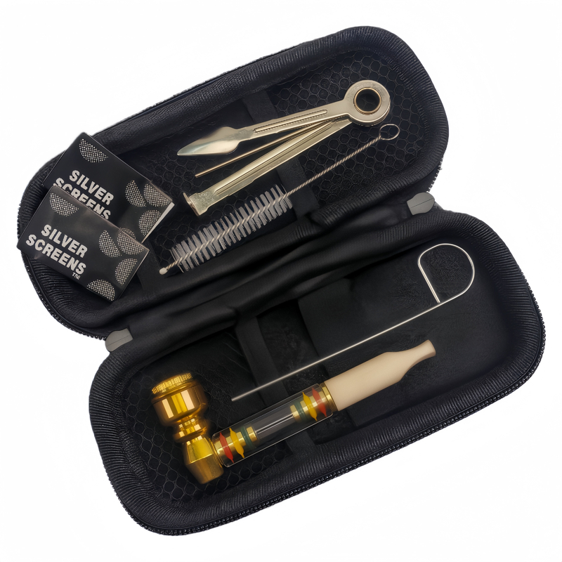 KT1003 Transparent Wooden Tube Metal Smoking Tobacco Pipe Smoking Accessories Kit 7 Pieces