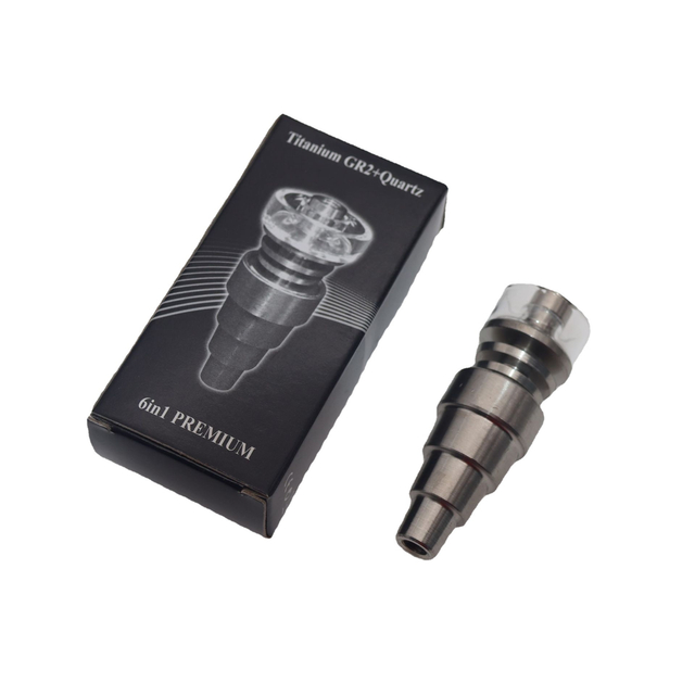 Dabber Tool Classic Innovation 6 In 1 High Temperature Resistance Easily Thermal Conducting Healthy Universal Titanium Nail With Quartz Bowl