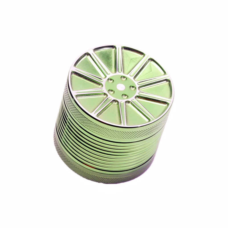 4 Parts 2.6“ Manual Aluminum Alloy Wheel Hub Shaped Top Herb Grinder Weed Grinder For Marijuana With Removable Screen