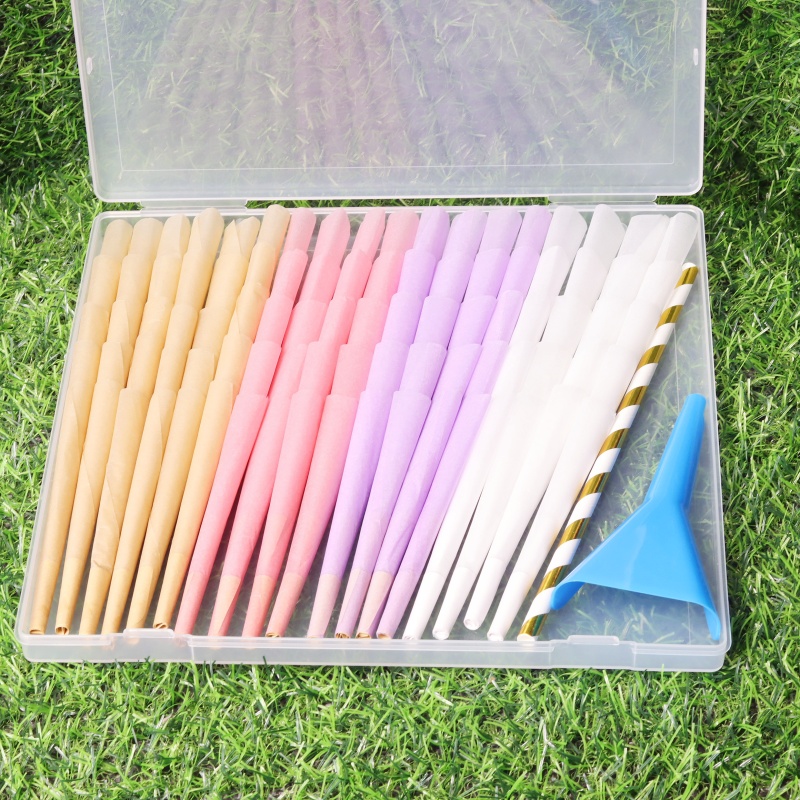 110MM Slow Burning Easy to Fill Natural Unbleached Paper Portable Pre-Rolled Cones Kit Pre-Rolled Cones (90 Count) 90-Piece Pre-Rolled Cigarette Cones Conical Rolling Paper Tubes
