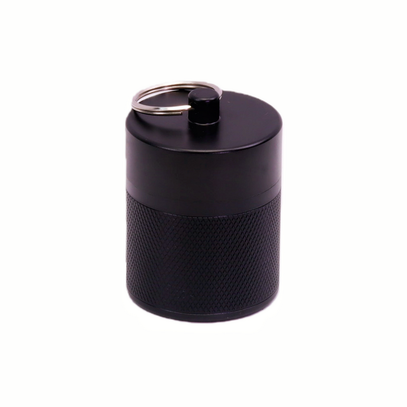 Aluminum Keychain Storage Bottle for Outdoor Hiking Waterproof Crimped Grid Portable Storage Bottle with Keychain Outdoor Durable Crimped Grid Aluminum Storage Bottle Aluminum Keychain Storage Jar F