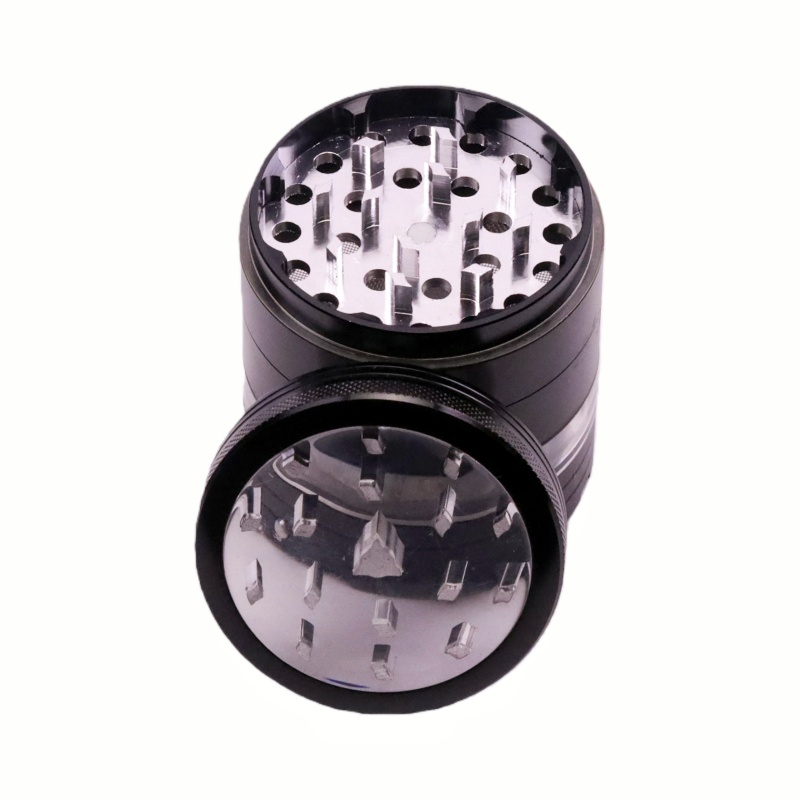 5 Piece See-through Chamber Diamond-Sharp Teeth Aluminum Alloy Portable Easy-Clean Design Herb Grinder With Multi-Mode Changing LED for Smoking