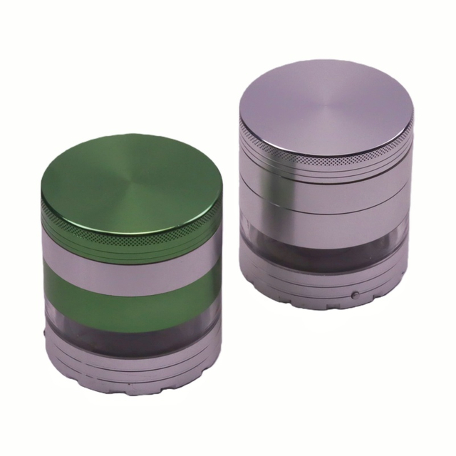 Durable Heavy Duty Solid Top 5 Pieces Diamond-Sharp Teeth Aluminum Alloy Portable Easy-Clean Design Weed Grinder With Flashing LED Light