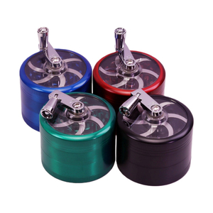 2.5 Inches 4-Layers Hand Crank Herb Grinder with Clear Top Manual Hand Crank Weed Grinder Crank Handle Herb Mill Hand Crank Spice Grinder