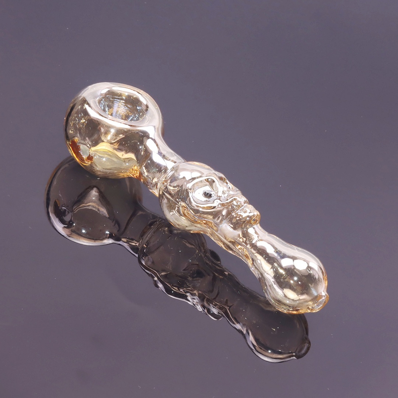 1 Pack of 4 Piece Glass Hand Pipe Set Skull Tobacco Pipe Iridescent Smoking Kit Portable Pipe Set with Case Cookie Grinder Complete Tobacco Accessory Set Glow Pipe