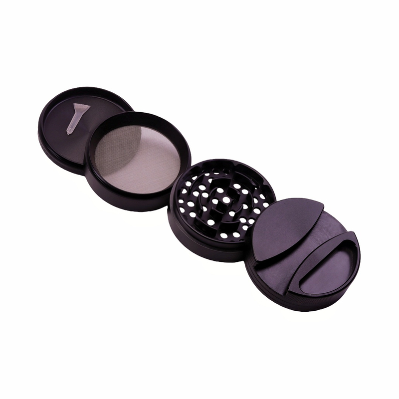 75mm 3 inches 4 parts Durable Hard Top Rolling Paper Holder Black Aluminum Alloy Jumbo Herb Grinder for Marijuana
