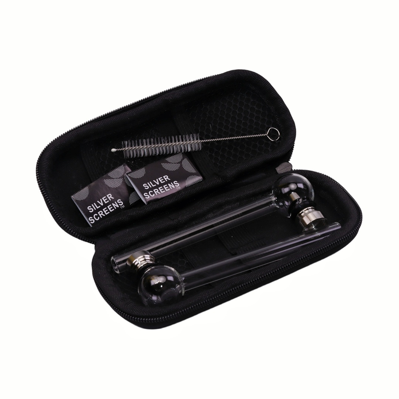 6PCS Double Use Smoking Pipe Set - Metal Pipe Bowl & Glass Stem For Dry or For Oil