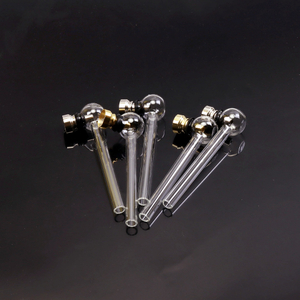 6PCS Double Use Smoking Pipe Set - Metal Pipe Bowl & Glass Stem For Dry or For Oil