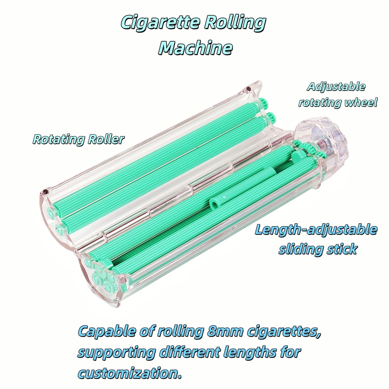 8mm Adjustable Length Cigarette Rolling Tool Cigarette Roller with Movable Slide Bar Roll 8mm Cigarettes of Variable Lengths Cigarette Roller Machine with Rotating Wheel