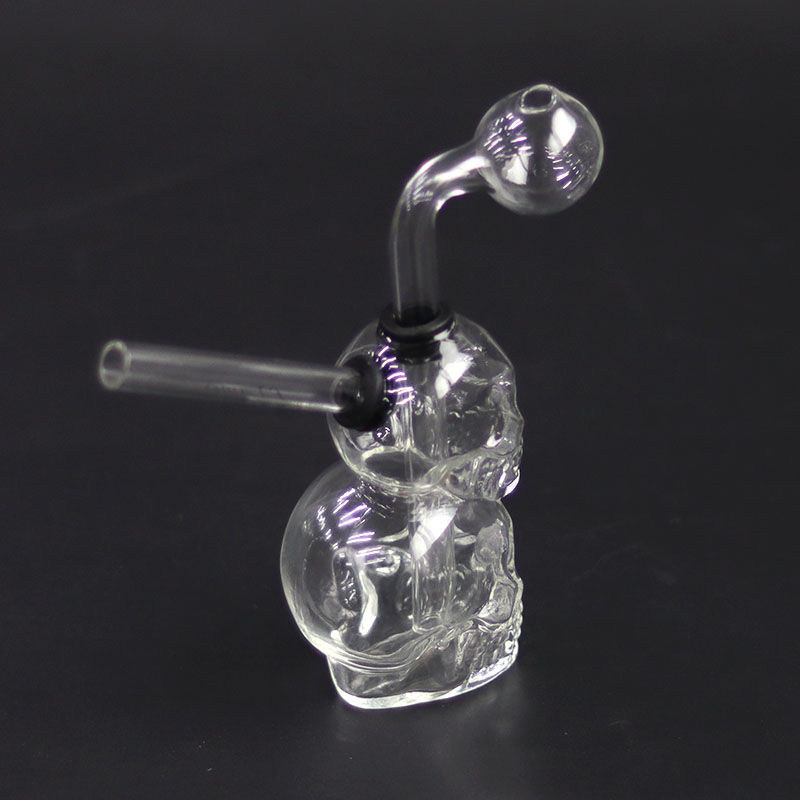 Detachable Skull Shaped Borosilicate Glass Pipe Heat-Resistant Glass Smoking Pipe Oil Absorbing Glass Pipe Handheld Skull Pipe Skull Glass Oil Burner Borosilicate Oil Pipe
