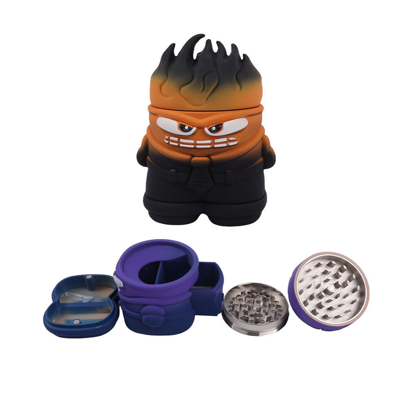 Best Selller 4 Parts Colorful Cartoon Anger Shaped Herb Grinder With Drawer;Inside Out Character Shaped Weed Grinder