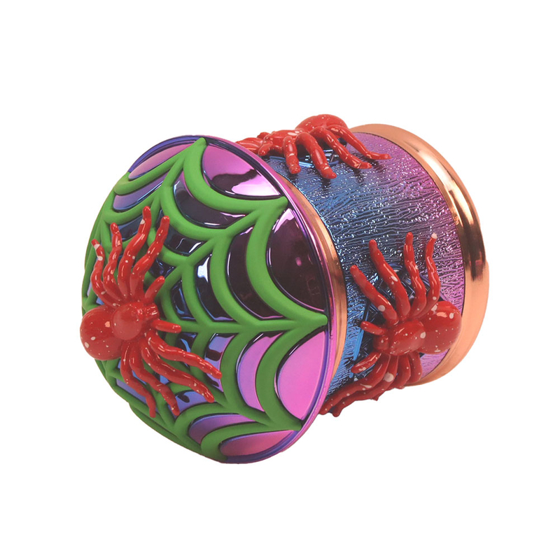 4 Parts Colorful Side Spider Ornaments Spider Web Shaped Herb Grinder; Cobweb Smoking Herb Handmuller