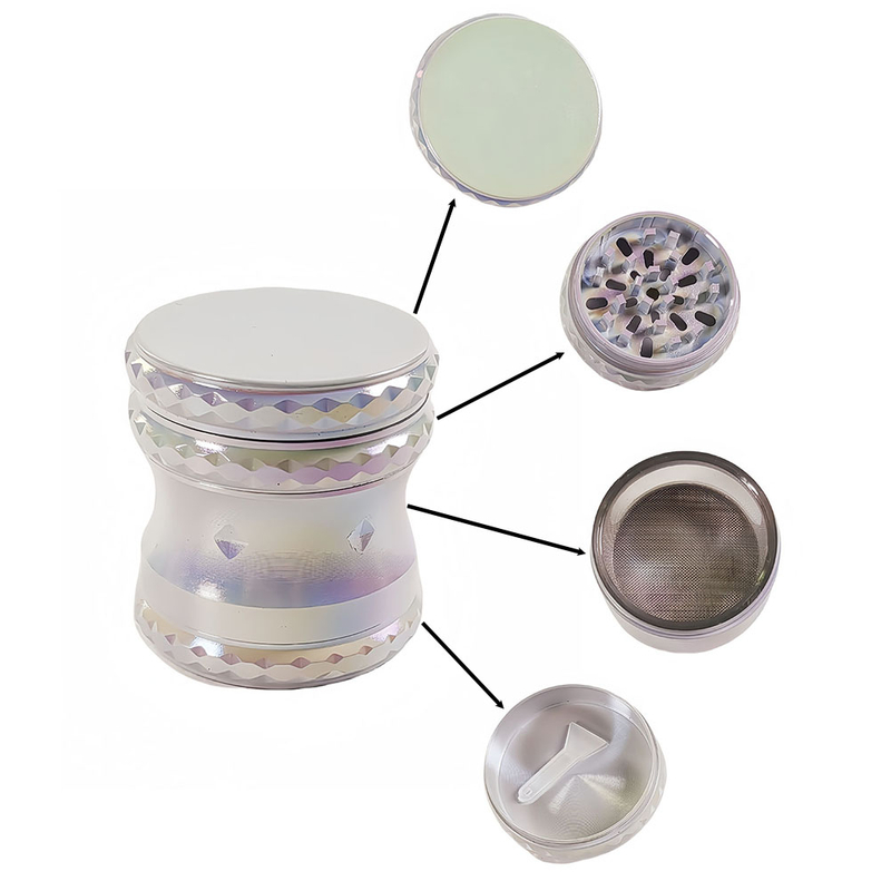 Zinc Alloy 4 Layers Colour White Portable for Smoking Tobacco Spice Grinder