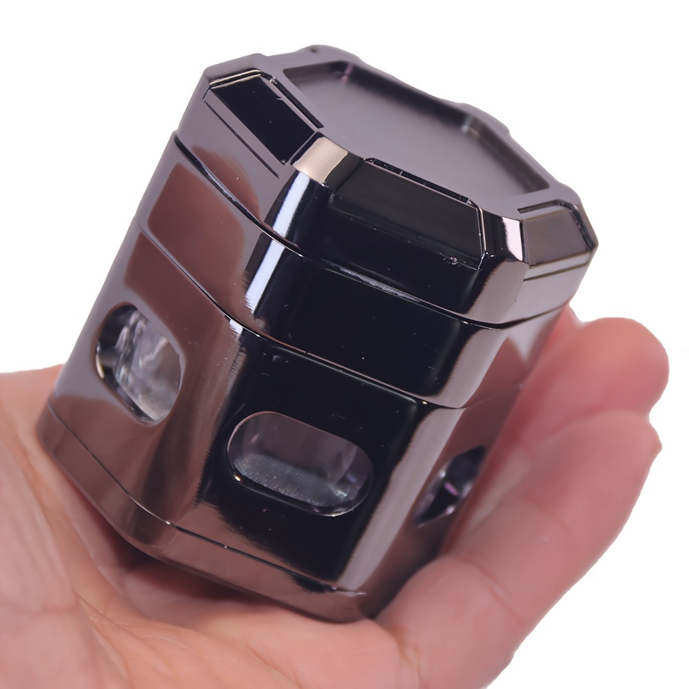 2.2 Inches 4 Parts Removable Screen Gun Metal Heavy Duty Hexagon Zinc Herb Grinder Hexagon Zinc Spice Grinder Concave Top Herb Grinder