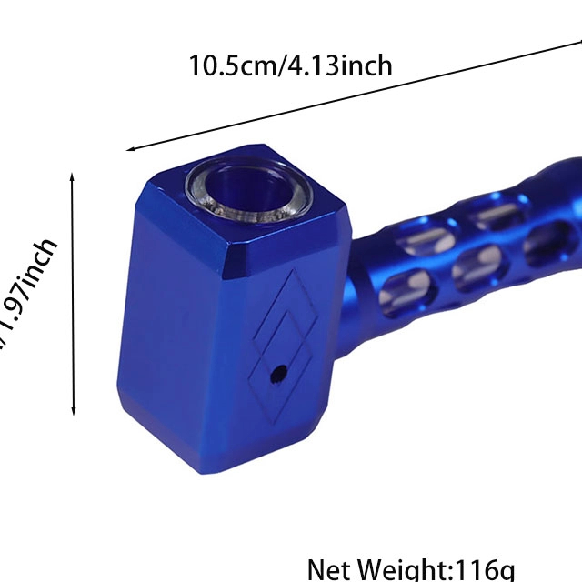 4.13 Inch Multi Color Optional Removable and Easy-to-clean Explosion Proof Glass Core Thor Hammer Shaped Aluminum CNC Tobacco Pipes With Pipe Screens And Pipe Cleaners