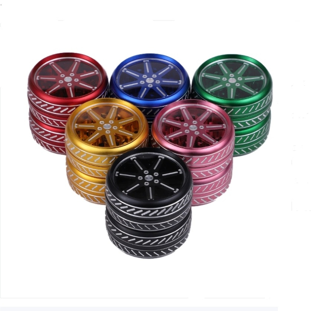 4 Parts Clear Top Tyre Shaped Aluminum Alloy Weed Grinders With Diamon Cut