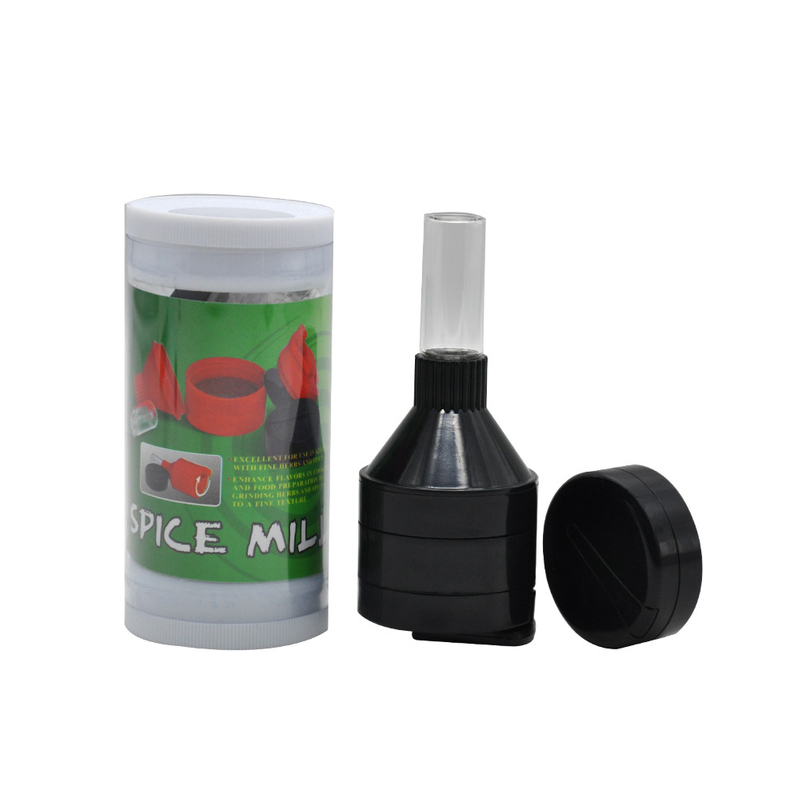 Plastic Grinder With Funnel Glass Herb Storage Bottle Grinder Tobacco Herb Spice Smoking Shop Supplies